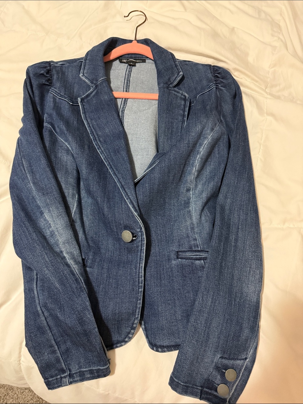 INC International Concepts Dark Blue Denim Blazer size small
